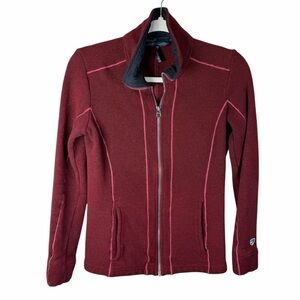 Kuhl Women's Burgundy Zip-Up Fleece Jacket with Pink Contrast Stitching